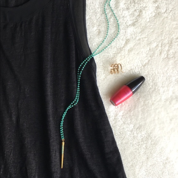 {✨E+L🌙} 14K Gold Boho Pendant + Glass Teal Chain - Picture 7 of 8